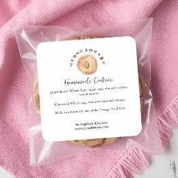 Almond Cookie Watercolor Bakery Ingredient Vierkante Sticker