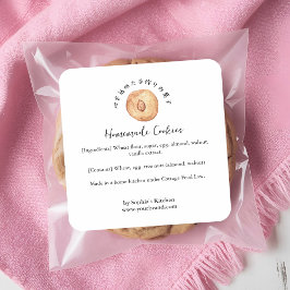 Almond Cookie Watercolor Bakery Ingredient Vierkante Sticker