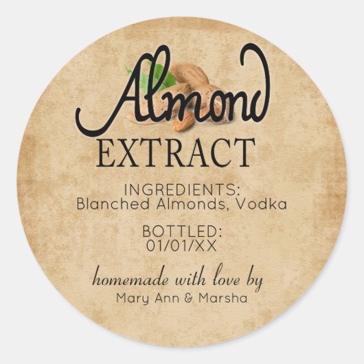 Almond Extract Label Sticker (Voorkant)