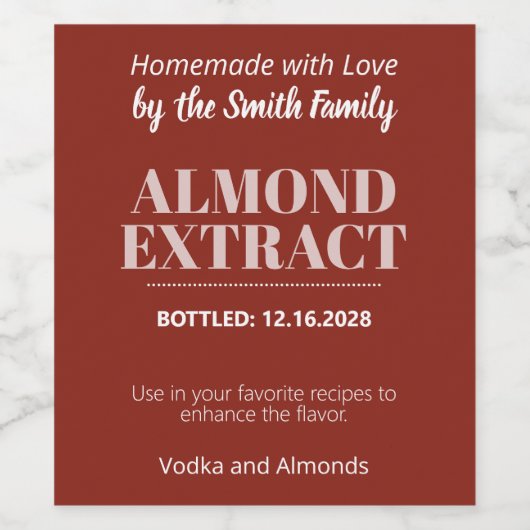 Almond Extract Modern Label Sticker ZEX_001b (Enkel label)