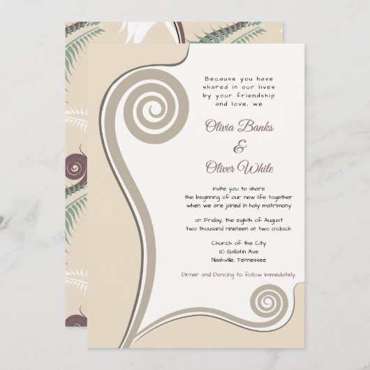 Almond Koru - Nieuw begin - Uitnodiging (Voorkant / Achterkant)