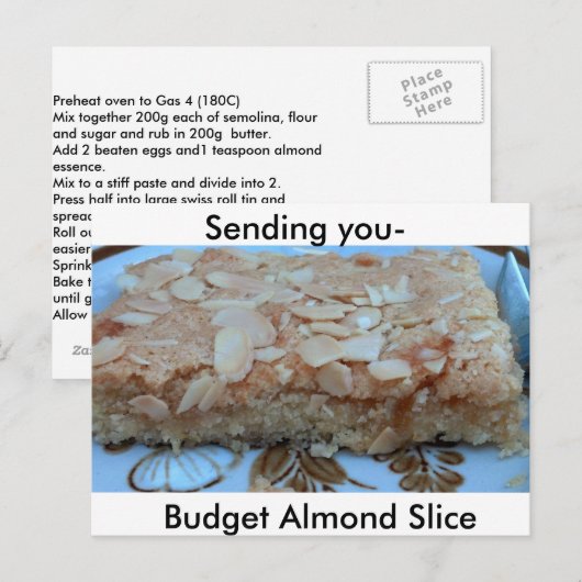 Almond Slice Recipe Briefkaart (Voorkant / Achterkant)