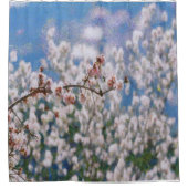 Almond Tree Pointillism Artwork bloemen Douchegordijn (Voorkant)
