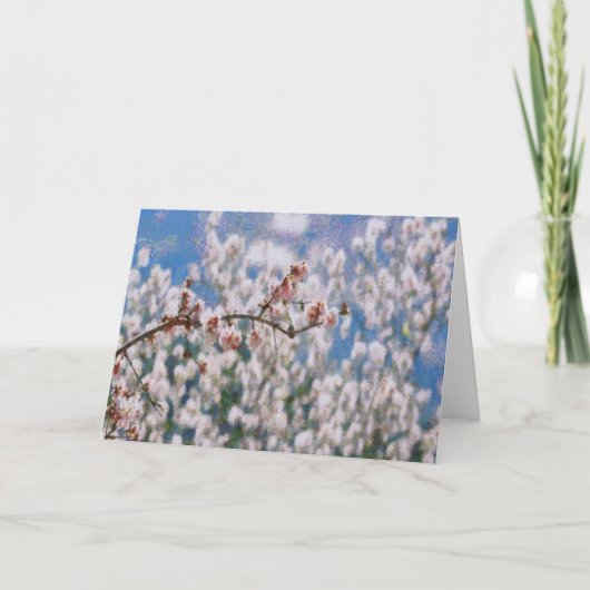 Almond Tree Pointillism Artwork bloemen Kaart (Voorkant)