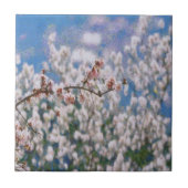 Almond Tree Pointillism Artwork bloemen Tegeltje (Voorkant)