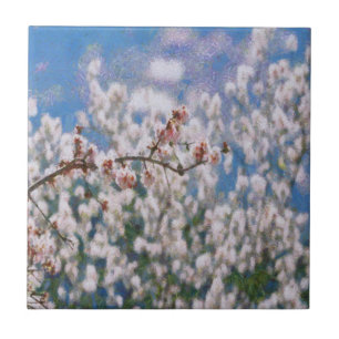 Almond Tree Pointillism Artwork bloemen Tegeltje