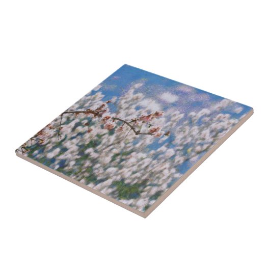 Almond Tree Pointillism Artwork bloemen Tegeltje (Zijkant)