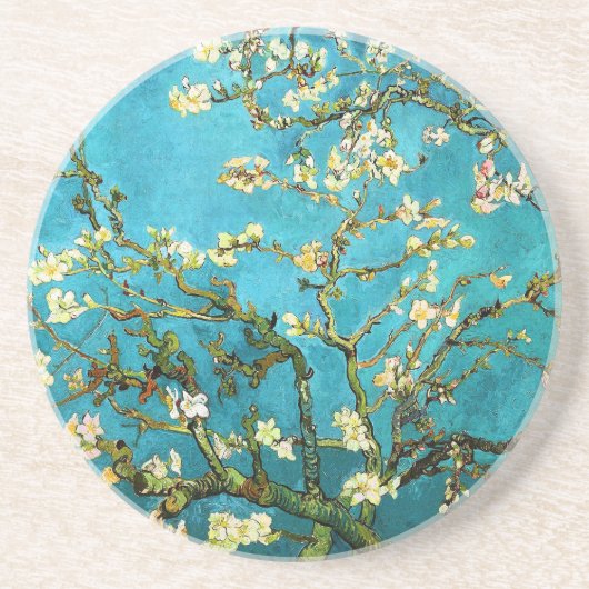 Almond Tree Van Gogh Fine Art bloeien Zandsteen Onderzetter (Voorkant)