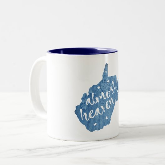 Almost Heaven West Virginia Tweekleurige Koffiemok (Voorkant links)
