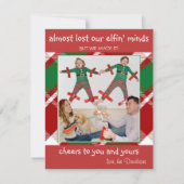 "Almost Lost Elfin' Minds" Grappige Kerstkaart (Voorkant)