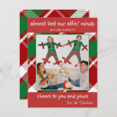 "Almost Lost Elfin' Minds" Grappige Kerstkaart (Voorkant / Achterkant)