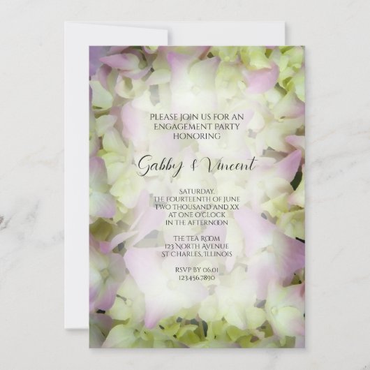 Almost Pink Hydrangea Engagement Party Kaart (Voorkant)