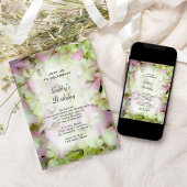 Almost Pink Hydrangea Floral Birthday Party Kaart