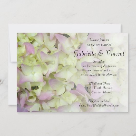 Almost Pink Hydrangea Floral Wedding Kaart (Voorkant)