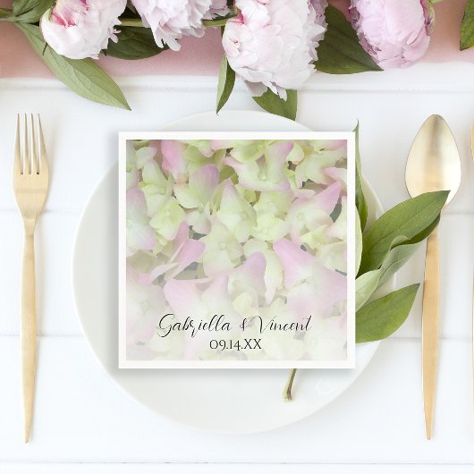 Almost Pink Hydrangea Floral Wedding Servetten