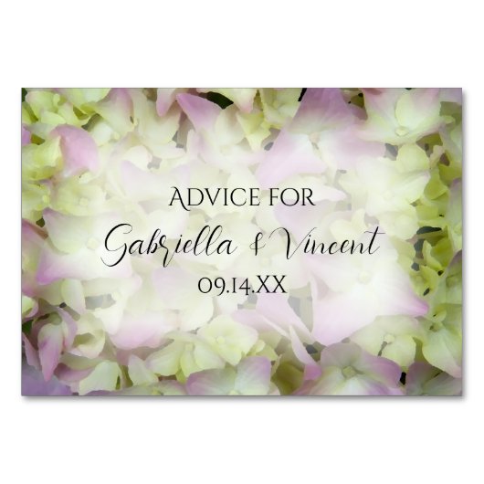 Almost Pink Hydrangea Flowers Wedding Advice Cards Kaart (Voorkant)