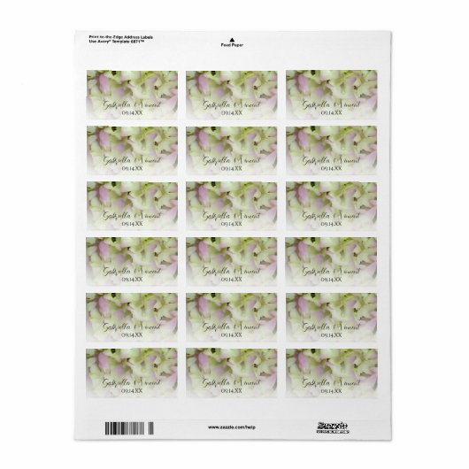 Almost Pink Hydrangea Wedding Favor Labels (Full Sheet)