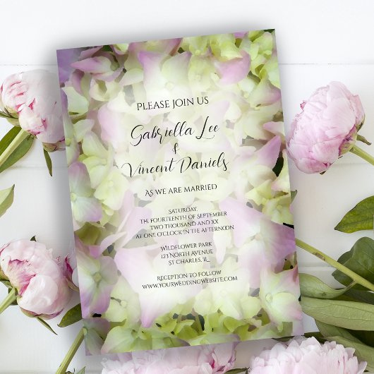 Almost Pink Hydrangea Wedding Kaart