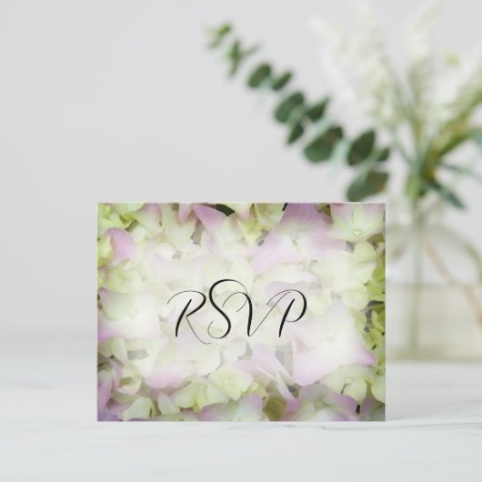 Almost Pink Hydrangea Wedding RSVP Response Uitnodiging Briefkaart (Staand voorkant)