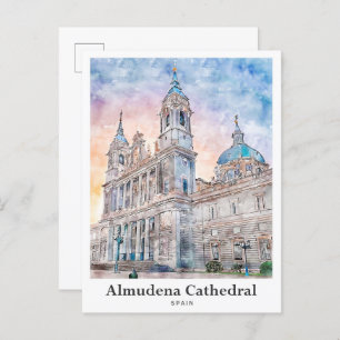 Almudena Cathedral Madrid Spanje Reis Waterverf Briefkaart