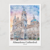 Almudena Cathedral Madrid Spanje Reis Waterverf Briefkaart (Voorkant)