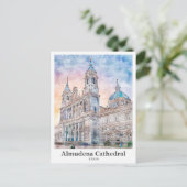 Almudena Cathedral Madrid Spanje Reis Waterverf Briefkaart (Staand voorkant)