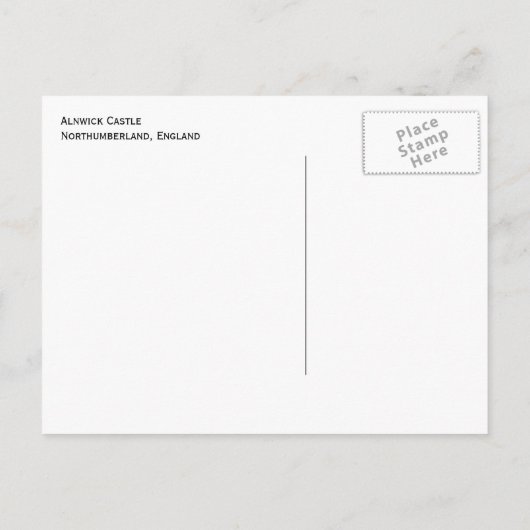 Alnwick Castle, Northumberland, Engeland Briefkaart (Achterkant)