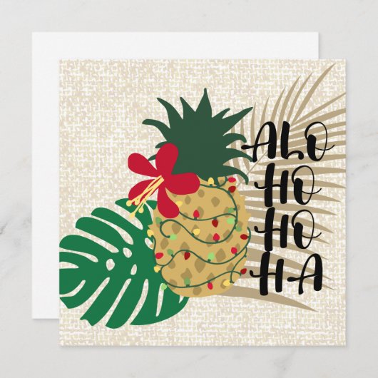 ALO-HO-HO-HA Hawaïaanse Tropische Ananas Feestdagenkaart (Voorkant / Achterkant)