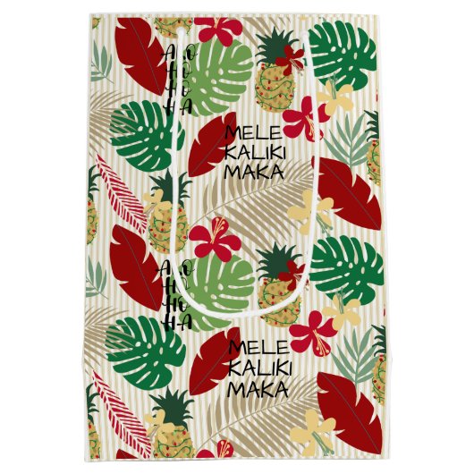 ALO-HO-HO-HA Hawaiian Tropical Holiday Wrapping P Medium Cadeauzakje (Achterkant)
