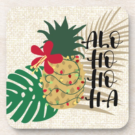 ALO-HO-HO-HA Hawaiian Tropische ananas Bier Onderzetter (Voorkant)