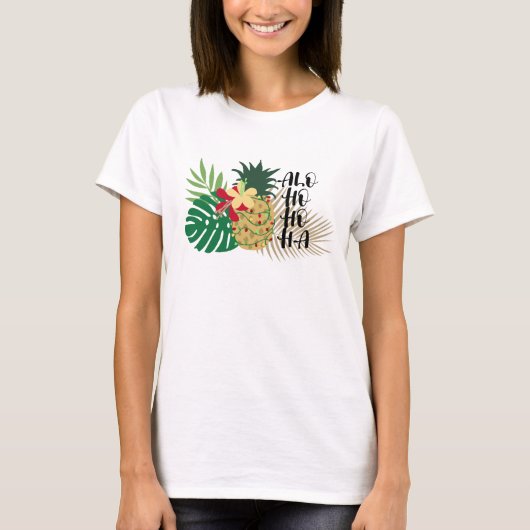 ALO-HO-HO-HA Hawaiian Tropische ananas T-shirt (Voorkant)