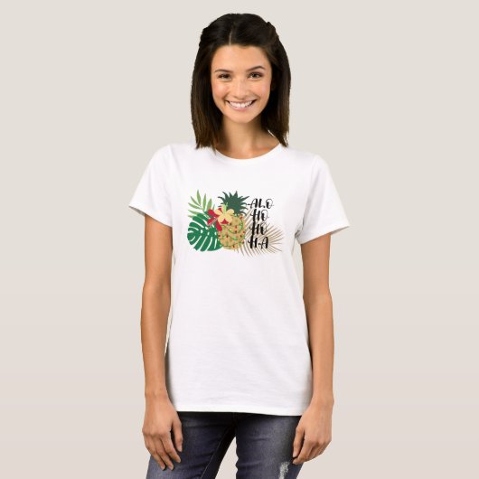 ALO-HO-HO-HA Hawaiian Tropische ananas T-shirt (Voorkant volledig)