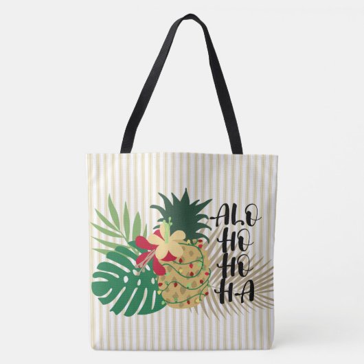 ALO-HO-HO-HA Hawaiian Tropische Pineappelbak Tote Bag (Voorkant)