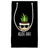 Aloe-ha Funny Hawaiian Plant Pun Dark BG Klein Cadeauzakje (Voorkant)