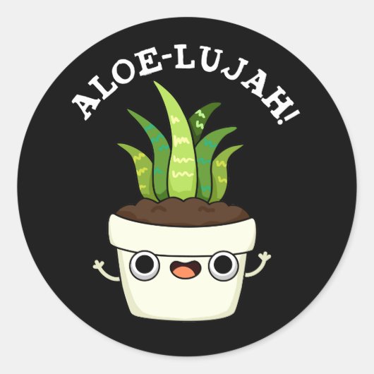 Aloe-llujah Funny Aloe Vera Pun Dark BG Ronde Sticker (Voorkant)