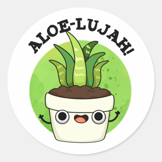 Aloe-llujah Funny Aloe Vera Pun Ronde Sticker (Voorkant)