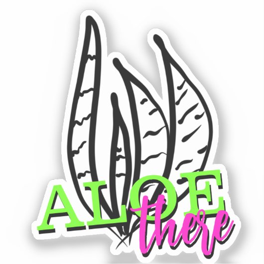 Aloe Plant Neon Script Lettering Sticker (Voorkant)