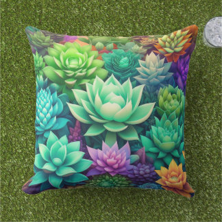 Aloë Vera en Succulenten Collage Buitenkussen