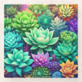 Aloë Vera en Succulenten Collage Glazen Onderzetter