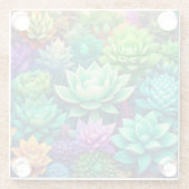 Aloë Vera en Succulenten Collage Glazen Onderzetter (Achterkant)