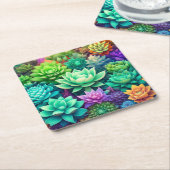 Aloë Vera en Succulenten Collage Kartonnen Onderzetters (Schuin)