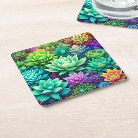 Aloë Vera en Succulenten Collage Kartonnen Onderzetters (Schuin)
