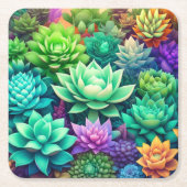 Aloë Vera en Succulenten Collage Kartonnen Onderzetters (Voorkant)
