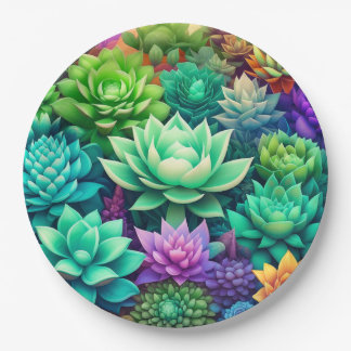 Aloë Vera en Succulenten Collage Papieren Bordje