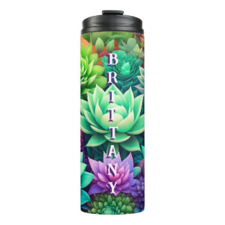 Aloë Vera en vetplanten Collage gepersonaliseerd Thermosbeker
