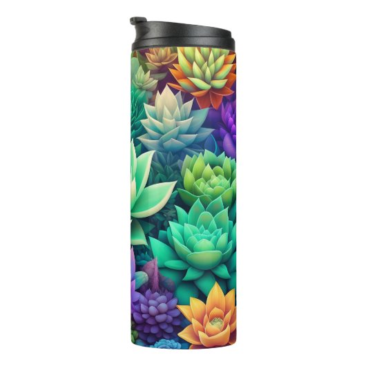 Aloë Vera en vetplanten Collage gepersonaliseerd Thermosbeker (Geroteerd rechts)