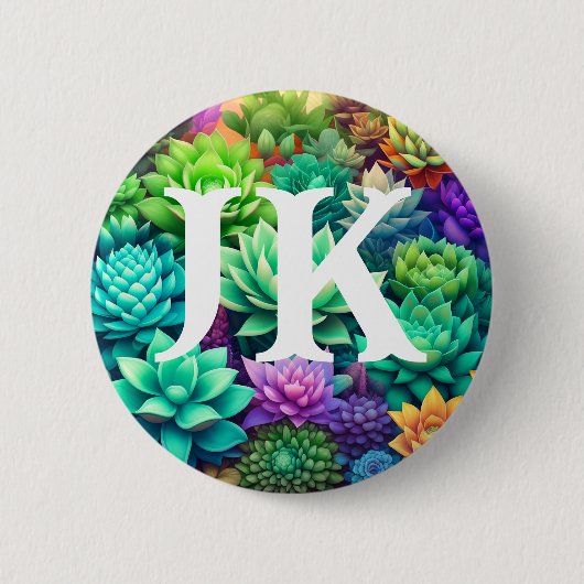 Aloë Vera en vetplanten Collage Monogrammed Ronde Button 5,7 Cm (Voorkant)