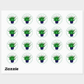 Aloe Vera Hand Drawn Houseplant Art Ronde Sticker (Vel)