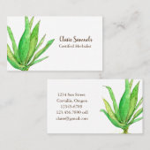 Aloë Vera Herb Waterverf Plant Visitekaartje (Voorkant / Achterkant)