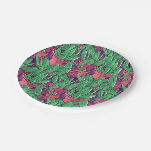 Aloë Vera in potten patroon Papieren Bordje (Gekanteld)